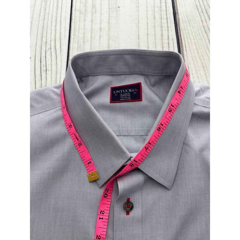 UnTuckit Men's Rubican WF Gray XL Wrinkle Free 100% Cotton Button Up - Picture 7 of 10